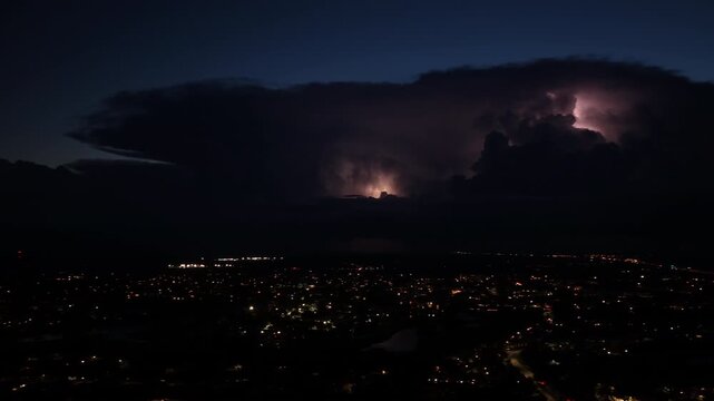 Drone video of lightning Florida Everglades