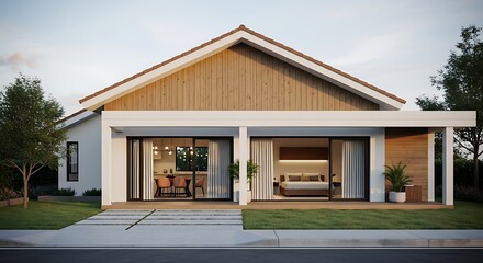 Modern Home Exterior with Open Floor Plan and Natural Light