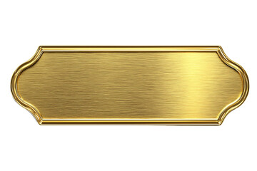 golden shiny blank metal nameplate isolated on transparent background png