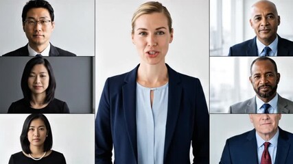 Virtual business meeting with four diverse professionals - Powered by Adobe