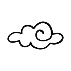 Hand Drawn Cloud Icon Vector Illustration. Simple doodle of fluffy clouds brings joy to children as they imagine their shapes