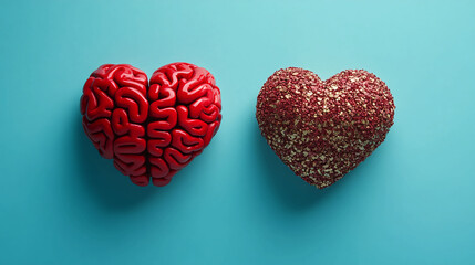 Brain versus heart concept love and logic comparison emotional intelligence psychology valentine's day