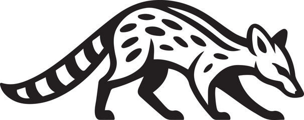 Black and white quoll silhouette with spots and stripes, Bold quoll animal vector black and white