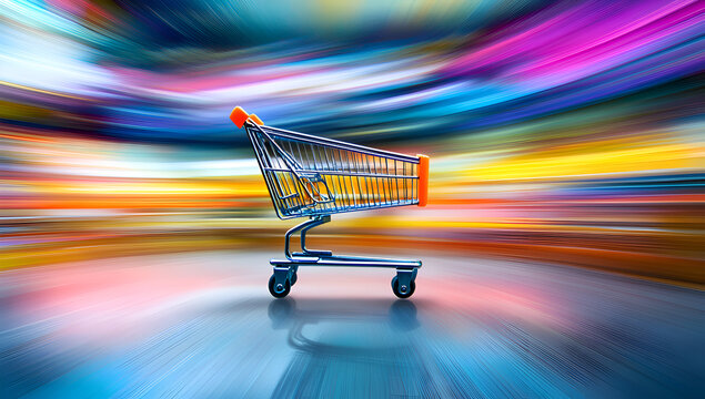 Empty Shopping Cart Motion Blur Background trolley