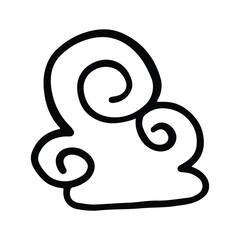 Obraz premium Hand Drawn Cloud Icon Vector Illustration. Simple doodle of fluffy clouds brings joy to children as they imagine their shapes