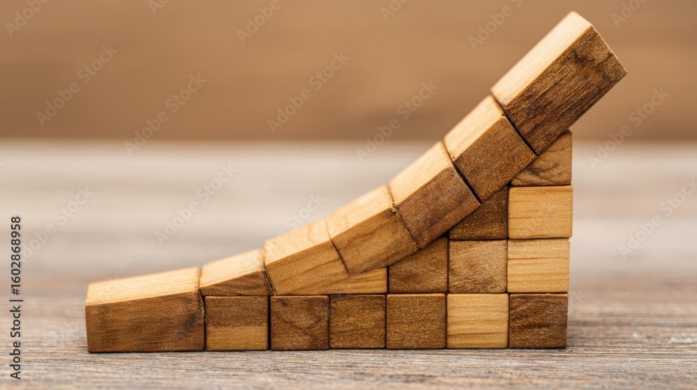 Poster wooden block representing agile team growth model with modular blocks forming a dynamic and collabor