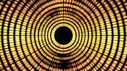 Pulsing Gold Audio Equalizer Rings in a Circular Tunnel Loop - Powered by Adobe