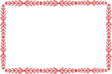 Fototapeta premium Red flower decorated frame with white background, border frame, background Photo frame