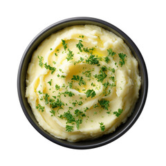  mashed potatoes with parsley in a bowl isolated on transparent background png

