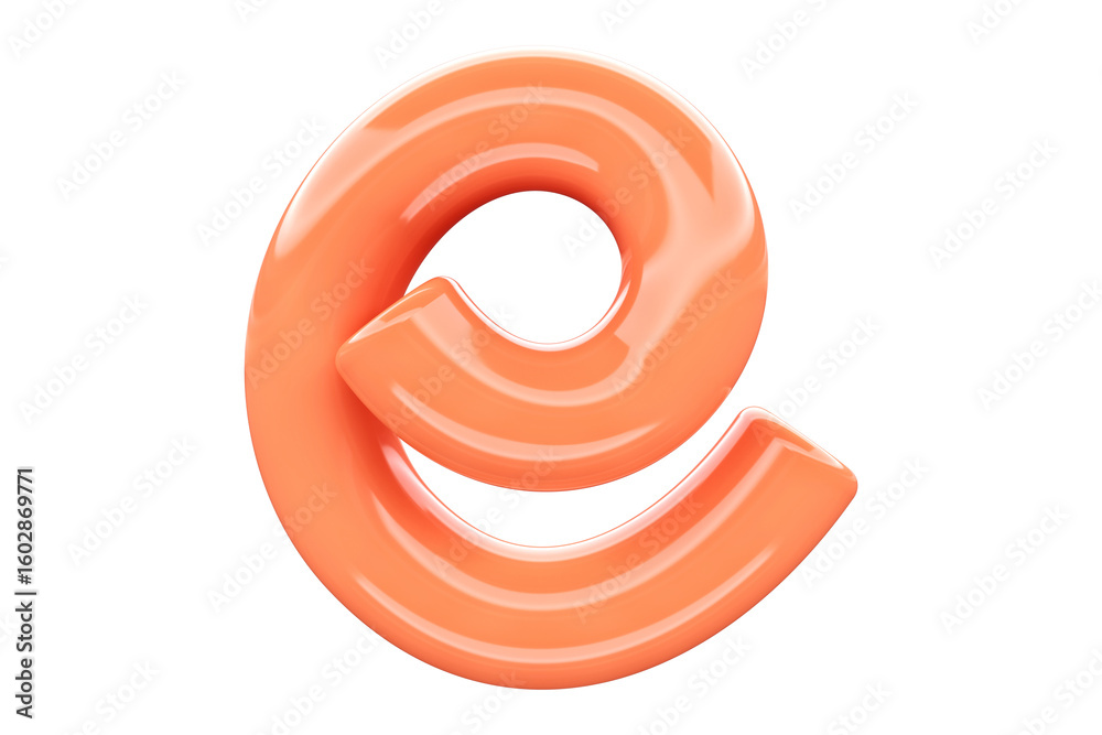 Fototapete 3d glossy candy alphabet letter e. high quality 3d rendering single-line font design element.