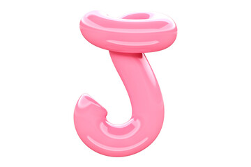 Vibrant smooth tube 3D letter J. High quality 3D rendering modern alphabet design for kids & fun projects.