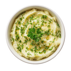 mashed potatoes with parsley in a bowl isolated on transparent background png
