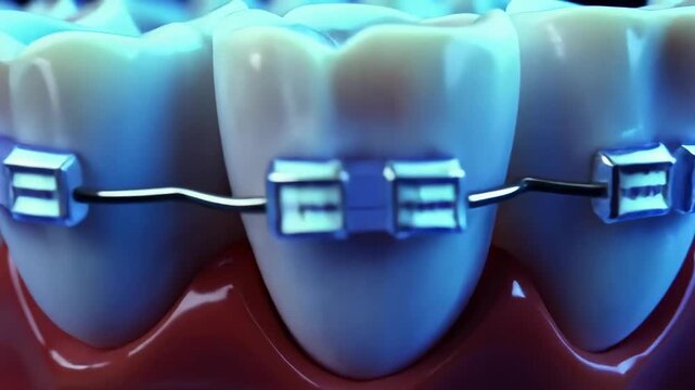 orthodontic treatment, brace effectiveness, dental correction. Oral health. Brackets align crooked teeth. Wires apply consistent pressure. Alignment enhances facial structure.