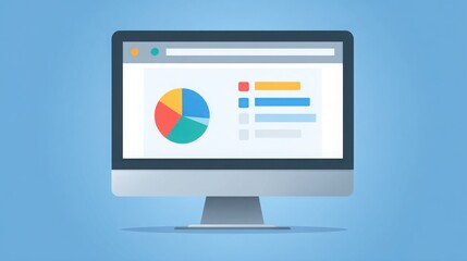 Computer screen displaying a colorful pie chart representing data analysis and insights in a clean system environment