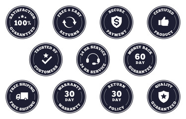 Minimal Round Guarantee Badges for Online Shop Secure Payment Returns Quality