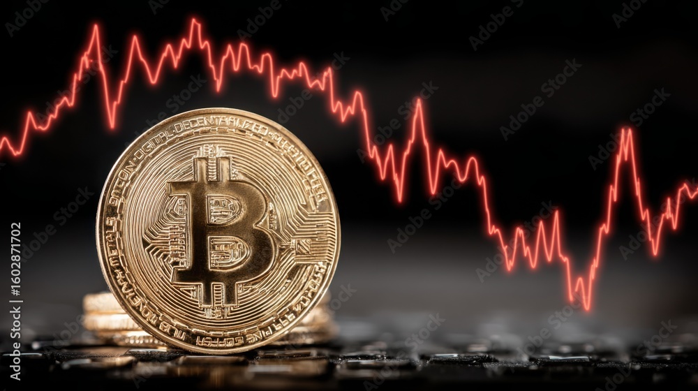 Poster bitcoin coin resting on surface of table symbolizing the evolving nature of digital currency in mode