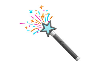Isolated Magic Wand with Colorful Sparkles for Enchantment and Creativity