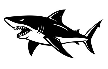 Silhouette Shark Logo Design illustration
