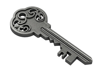 Isolated Sleek Silver Key with Modern Design