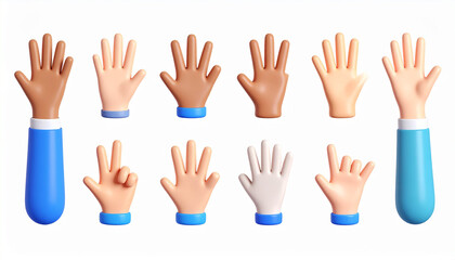 Obraz premium Hand gesture set 3d icon illustration