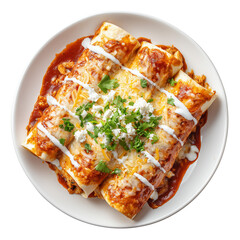  chicken enchiladas plate isolated on transparent background png
