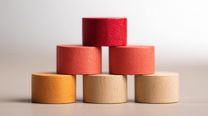 Obraz premium A stack of wooden blocks representing collaborative equity strategy icon concept for teamwork and structural growth