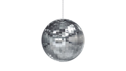 disco ball rotating isolated on transparent background , png 3d music party night and concert social media motion design element