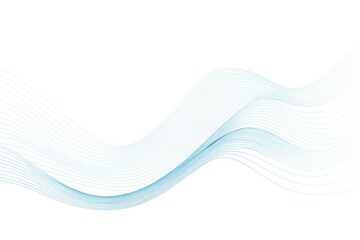 Abstract flowing light blue wave lines on white background graphic modern