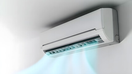 Système de climatisation fonctionnant dans un espace intérieur moderne pendant une chaude journée d'été