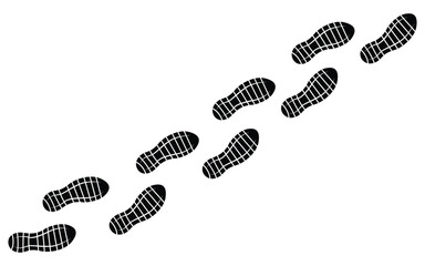 Human Footsteps and Trail Icons – Flat Footprint Symbols for Signs, Distance Markers, and Wayfinding