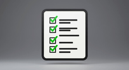 Checklist Icon with Green Check Marks Indicating Task Completion
