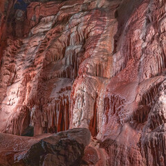 Gough's Cave  in Cheddar  Somerset, England. The cave is 115 m deep and is 3.405 km long. . It...