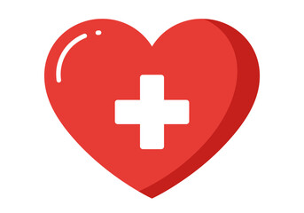 Obraz premium Red Heart with White Cross Symbolizing Health and Medical Care