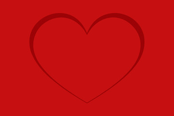 Simple elegant red heart silhouette on vivid red background valentines day design