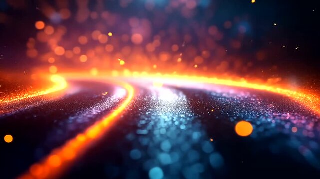 Abstract Glowing Particle Flow Animation with dynamic light trails effect