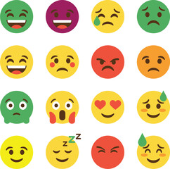 Fototapeta premium Express yourself with dynamic emoji faces showcasing diverse moods and reactions for engaging digital content