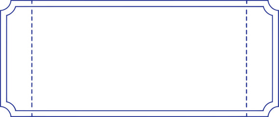 Blue ticket border with dashed perforation lines and rounded corners white perforated