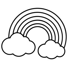 Minimal Rainbow Cloud Line Art