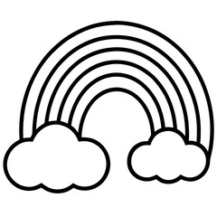 Minimal Rainbow Cloud Line Art