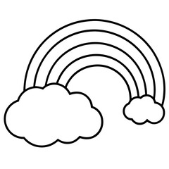 Minimal Rainbow Cloud Line Art