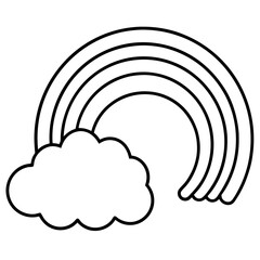 Minimal Rainbow Cloud Line Art