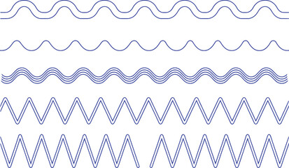 Blue wavy and zigzag lines pattern vector