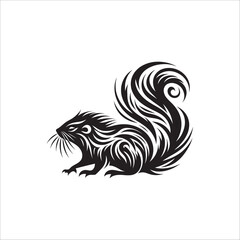 Agouti Silhouette Vector Illustration of Wild Rodent Animal in Black on White Background for Nature Art and Design