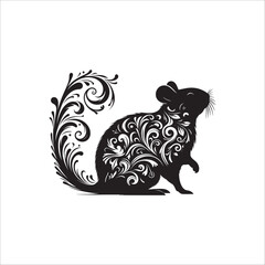 WebBoho Agouti Silhouette with Tribal Feathers Crescent Moons and Dots in Black Vector for Mystical Animal Art and Bohemian Design