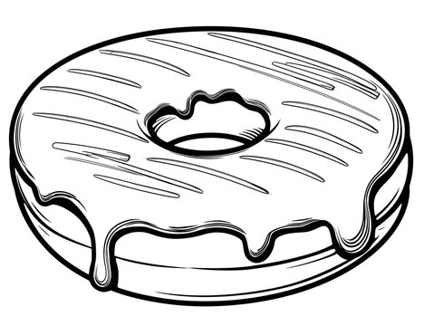 A donut with glaze coloring page concept