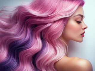 Woman with vibrant pink and purple hair
