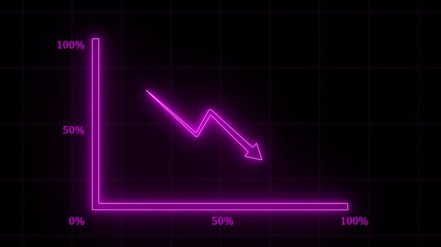 Black Downward Arrow Graph on Grid Background Representing Financial Decline