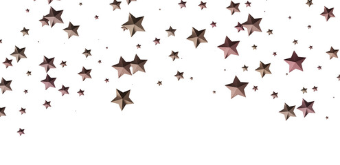 Beautiful brown stars falling on white background. Perfect for festive designs, cards, and more.