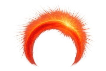 Glowing orange crescent emitting luminous rays against transparent backdrop, ideal for design compositions
