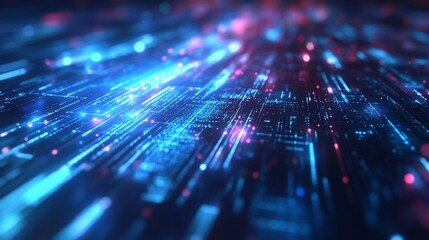 Abstract technological background with glowing neon lights and data streams